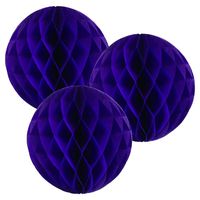 Just Artifacts Tissue Paper Honeycomb Ball (Set of 3, 8inch, Royal Purple) - Click for More Colors & Sizes!