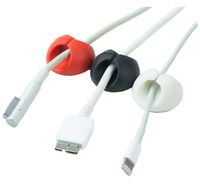 Multipurpose Cable Clips for Cable Management - 6 Pack 1" (Black, White, Red)