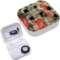 Portable Contact Lens Case Box Travel Kit Mirror + Bottle + Tweezers Container Holder [ Shabby Grunge Textiles ]
