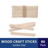 Darice Natural Wood Craft Sticks Jumbo. 80 Pieces, (5.75 Inch)