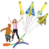 US Sense 4 Pack Kids Step-Powered Glider Stunt Plane Flyer Foam Planes Outdoor Rocket Toy with Adjustable Launcher - Gift for Boys and Girls Ages 3 Years and Up