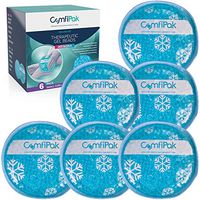 Reusable Gel Ice Packs, 6 Round Hot and Cold Gel Bead Compression Therapy Pads - Small Heating and Icing Relief for Injuries, Migraine Headaches, Pain - Freezer and Microwave Safe - ComfiPak