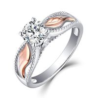 Fxbar 2019 Creative Angel Wings Rings Women Romantic Zircon Engagement Band Jewelry Couple Promise GIF(Rose Gold,10)