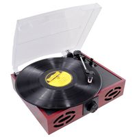 Upgraded Version Pyle Vintage Record Player, Classic Vinyl Player, Retro Turntable, MP3 Vinyl, Music Editing Software Included, RCA Output, USB Cable, MP3 Converter, 3 Speed - 33, 45, 78