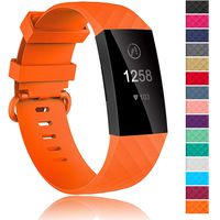 Velavior Waterproof Bands for Fitbit Charge 3 / Charge3 SE, Replacement Wristbands for Women Men Small Large (Orange, Small)