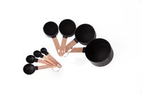 COOK WITH COLOR 8-Piece Black Nylon Measuring Cups and Measuring Spoon Set with Rose Gold Copper Handles