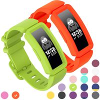 GVFM Compatible with Fitbit Ace 2 Bands for Kids 6+, Soft Silicone Bracelet Accessories Sport Strap Boys Girls Wristbands Compatible for Fitbit Ace 2 (Lime, OrangeRed)