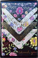 Punch Studio Boxed Set of 10 Gold Foil Thank You Note Cards with Assorted Envelopes(2 ea of 5), Midnight Garden 85341