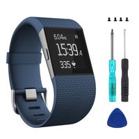 Wizvv Compatible Bands Replacement for Fitbit Surge, with Metal Buckle Fitness Wristband Strap Women Men Large Small (Navy,Large)