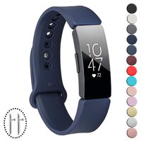honecumi Bands Compatible with Fitbit Inspire/Inspire HR Sports Watch Band Strap Wristband Bracelet Replacement Accessory with Pins for Men Women Navy Blue Printing Colorful Pattern Small Bands