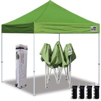 Eurmax 10'x10' Ez Pop Up Canopy Tent Sport Instant Canopies with Heavy Duty Roller Bag,Bonus 4 Canopy Sand Bags（Field Green）