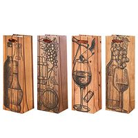Bbsho 5PCS Superior Wood Grain Paper Wine Bags with Handles-Wine Gift Bags- Single Bottle Wine Alcohol Liquor Spirits Bag-Send by Random