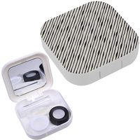 Portable Contact Lens Case Box Travel Kit Mirror + Bottle + Tweezers Container Holder [ Wavy Repeating ]
