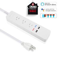 WiFi Smart Power Strip Surge Protector Compatible with Google Assistant, Amazon Alexa Voice Control by Echo Dot, App Wireless Remote Control Each Socket, 3 Plug Outlets & 2 USB Ports