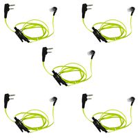 KENMAX 2 PIN Noodles Cable Earpiece Headset Green for Baofeng BF-F8HP UV-6R Wouxun KG-UV6D KG-UV899 (5 Pack)