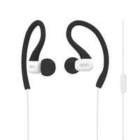 ONN Outdoor Activity Style Sports Soft Loop Hanger Vertical in-Ear Clips Earbud Headphones Earbuds with in-Line One-Touch Microphone, Grey/Black (Non-Retail Packaging)