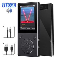 ChenFec MP3 Player, 16GB MP3 Player with Bluetooth 4.0, Lossless Sound Music Player with 2.4 Inch Screen, FM Radio, Pedometer, Built-in Speaker, Support up to 128GB - Black