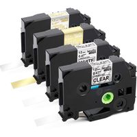 Replace P Touch TZe Label Tape 12mm Black on White/Clear + Gold on Satin Silver + White on Satin Gold TZe-231 TZe-131 TZe-MQ835 TZe-MQ934, 0.47 Inch (12mm) x 26.2 Feet (8m), 4-Pack