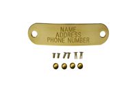 Warner Brand Brass (gold) Tag (1) for Dog Collar with 3-Sets of rivets Pet ID Plate, ID tag