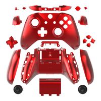 WPS Chrome Color Case Housing Full Shell Set Faceplates + ABXY Buttons + RB LB Bumpers + Right/Left Rails for Xbox One S Slim (3.5 mm Headphone Jack) Controllers (Chrome Red) for 1807 Version