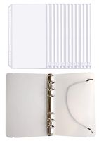 FJCA 12pcs Plastic Clear Binder Envelopes 4 1/5 x 6 3/4 Loose Leaf Bags Budget Envelope System, with Binder Cover