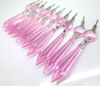 Sun Cling Chandelier Icicle Crystal 55mm, Pack of 10 (Pink)