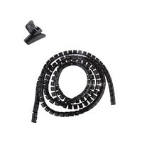 1.5m Dia 10mm 15mm 20mm 25mm Black White Gray Wire Spiral Wrap Sleeving Band Tube Cable Protector PC Compute Manage Cable with Clip - black, 20mm