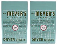 Mrs. Meyers Clean Day Dryer Sheets, Basil (2 Pack (80 Sheets))