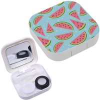 Portable Contact Lens Case Box Travel Kit Mirror + Bottle + Tweezers Container Holder [ Watermelon Colorful ]
