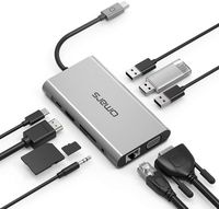 USB C Hub Adapter Omars 10 in 1 Type C Docking Station with USB C Power Delivery, 4K HDMI, VGA, 1000Mbps Ethernet LAN Port, 3,5mm Aux, 3X USB 3.0, TF/SD Card Reader for MacBook and More USB C Devices