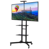Topeakmart TV Cart Rolling Trolley Mount TV Stand on Wheels Height Adjustable for LED LCD Plasma Flat Panels for 32-65 in