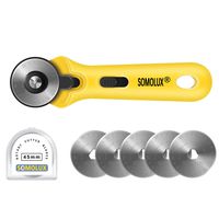 SOMOLUX Rotary Cutter with 45mm 5 Pcs Replace Blades for Quilting Scrapbooking Sewing Arts Crafts, Sharp and Durable