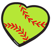 Softball Heart Decal - for Cars, Laptops, and More! - Use Inside or Outside - Sicks to Any Flat Smooth Surface