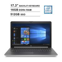 2020 HP Pavilion 17.3 Inch Laptop (Intel 4-Core i7-8565U up to 4.6 GHz, 16GB DDR4 RAM, 512GB SSD, Intel UHD 620, Backlit KB, WiFi, Bluetooth, HDMI, Webcam, DVD, Windows 10) (Silver)