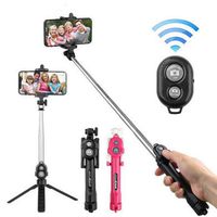 Suines Wireless Bluetooth Selfie Stick Handheld Foldable Monopod Mini Tripod Clip Holder Monopods