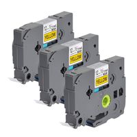 3 Pack Label Tape for TZe-631 12mm 1/2" (0.47") x 8m (26.2ft) Black on Yellow - Compatible with Brother P-Touch PD-D210 PT-H100 PT-1400 PT-1880