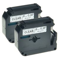 NineLeaf 2PK Replacement Label Tape Compatible for Brother PT-65 PT-70 PT-80 PT-85 PT-90 Printers M-K121 MK121 Black on Clear (3/8inch 9mm)