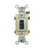 Leviton CS420-2E 20 Amp, 120/277 Volt, Toggle 4-Way AC Quiet Switch, Commercial Grade, Grounding, Black