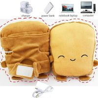 USB Hand Warmers Cute USB Heating Gloves Half Wearable Fingerless 5V USB Powered Heated Hand Warmer Gloves with Gift Box for Women and Children Winter Fashion (Yellow)