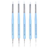 Ejiubas Sculpting Polymer Clay Tools 5 X 2 Way Dotting Tool Rubber Brushes Wipe Out Tools for DIY Nail Art and Art Craft