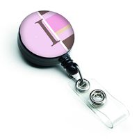 Caroline's Treasures CJ1005-IBR Letter I Initial Monogram - Pink Stripes Retractable Badge Reel, Belt Clip, Multicolor