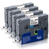 Tz Tape 9mm Clear, Absonic Tze-121 Tze 121 TZ-121 Laminated Label Tape Compatible for Brother P-Touch PT-D210 PT-D200 PT-D400 PT-D600 PT-1890 PT-1010 PT-1280 PT-1880 PT-2430PC, 3/8'' x 26.2', 4-Pack