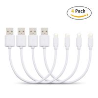 4 Short USB Cables(8 Inches),Fast Charging Cables, Power Cords Compatible for iPhone Xs/XR/X/8/8Plus/7/7Plus/6s Plus/6s/6/5/5S/5C/SE,iPad Pro,Air, Mini,Airpod,Charging Station
