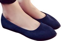 Faionny Women Shoes Soft Single Shoes Slip On Shoes Flat Ankle Boots Shallow Sandals Casual Ballerina Shoes (Dark Blue, US:5.5)