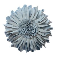 JWH 3D Sunflower Accent Pillow Handmade Round Cushion Decorative Pillowcase with Pillow Insert Home Office Chair Bed Living Room Decor Gift 18 Inch / 45 cm Velvet Light Blue