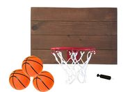 FATPLANTS Decorative, Indoor Wooden Basketball Backboard with 9 inch Hoop, 3 Basketballs and Pump, Dark Cedar, 4 Panel