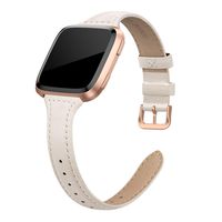 SWEES Leather Bands Compatible with Fitbit Versa 2 / Fitbit Versa Lite & SE/Fitbit Versa, Slim Thin Genuine Leather Replacement Strap for Versa Women (5.5" - 7.9"), Black, Champagne, Rose Gold, Tan