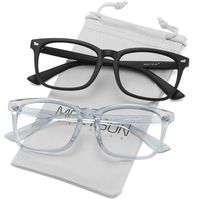 MEETSUN Blue Light Blocking Glasses, Anti Eye Strain Headache (Sleep Better),Computer Reading Glasses UV400 Transparent Lens (Matte Black Frame + Transparent Grey Frame / 2 PACK, 53)