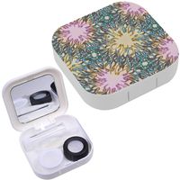 Portable Contact Lens Case Box Travel Kit Mirror + Bottle + Tweezers Container Holder [ Color Doodles ]