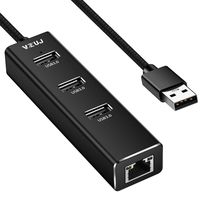 USB 3.0 to Ethernet Adapter,VZUJ 3 Port USB 3.0 Hub with 10/100/1000M Gigabit LAN Wired Network Converter Hub,USB 3.0 RJ45 Network Adapter Compatible Windows XP/Vista/7/8, Linux, Mac OS 10.6 Above